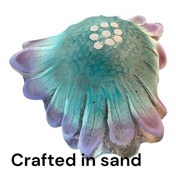 Handcrafted Glass Flower Bowl - Purple and Teal - Picture 2 of 6